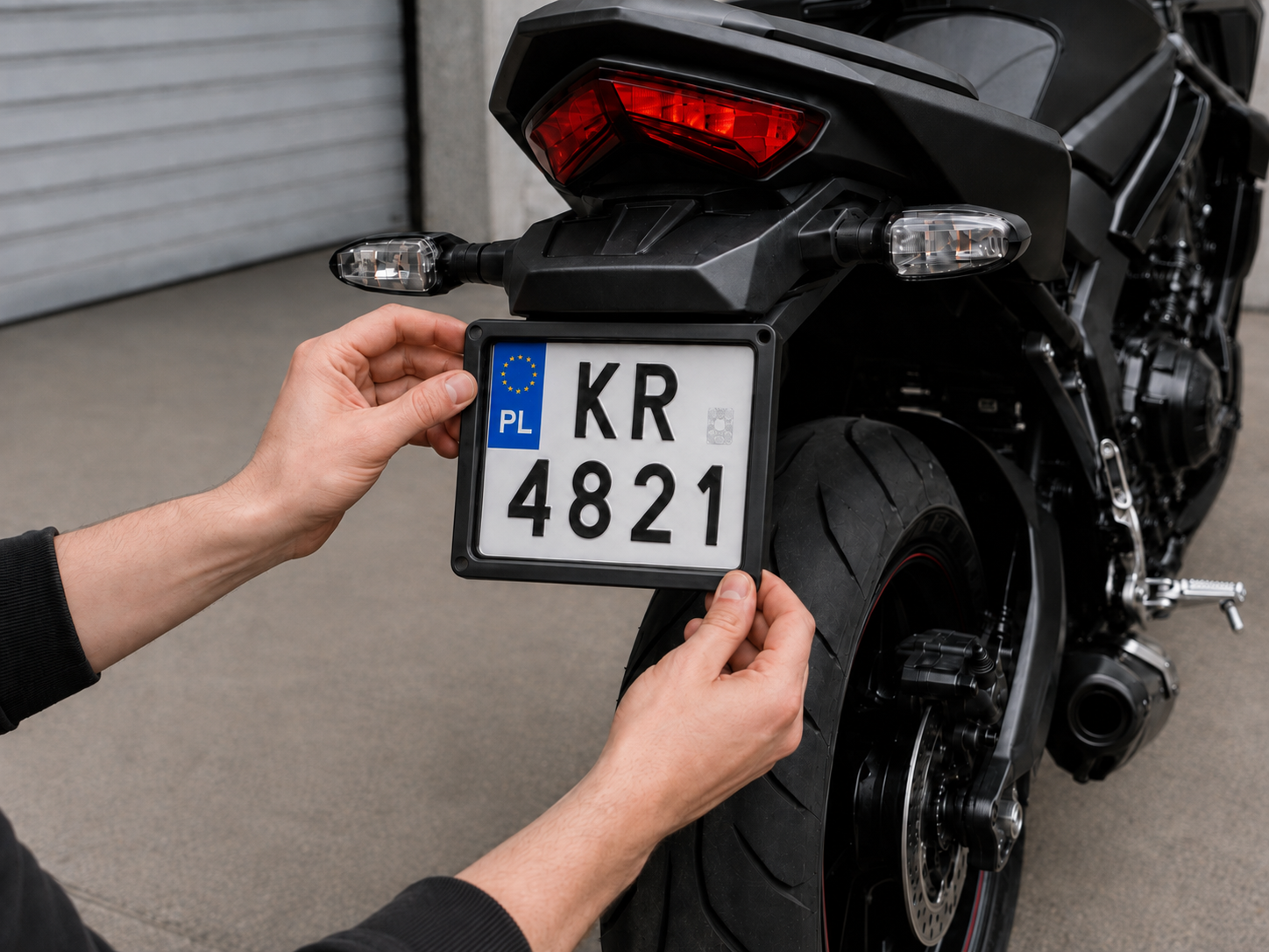 Drugi krok montażu ParkShield na tablicy motocykla