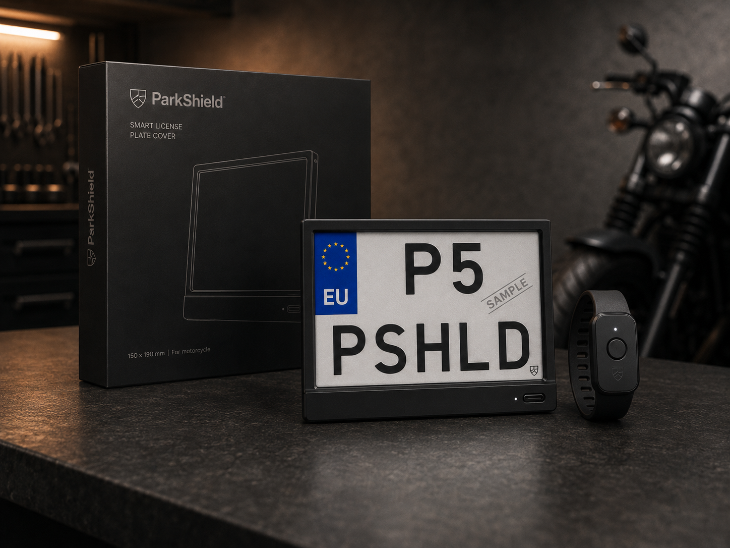 Zestaw ParkShield z ramką, adapterem magnetycznym i pilotem